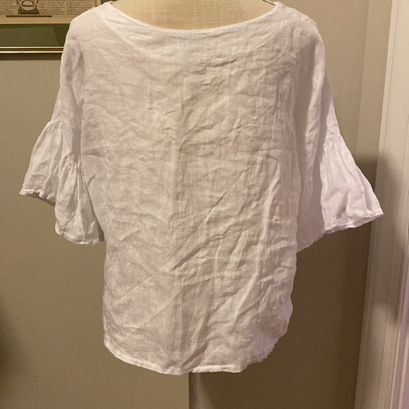 Viola Borghi size L linen blouse white made in Italy - Picture 2 of 8